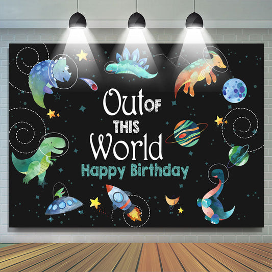 Lofaris Dinosaur Space Out Of This World Birthday Backdrop