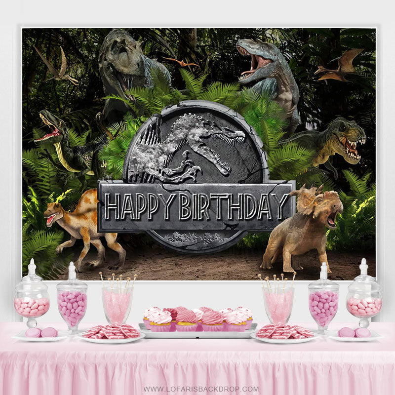 Lofaris Dinosaur Themed Happy Birthday Backdrop For Kids Boys
