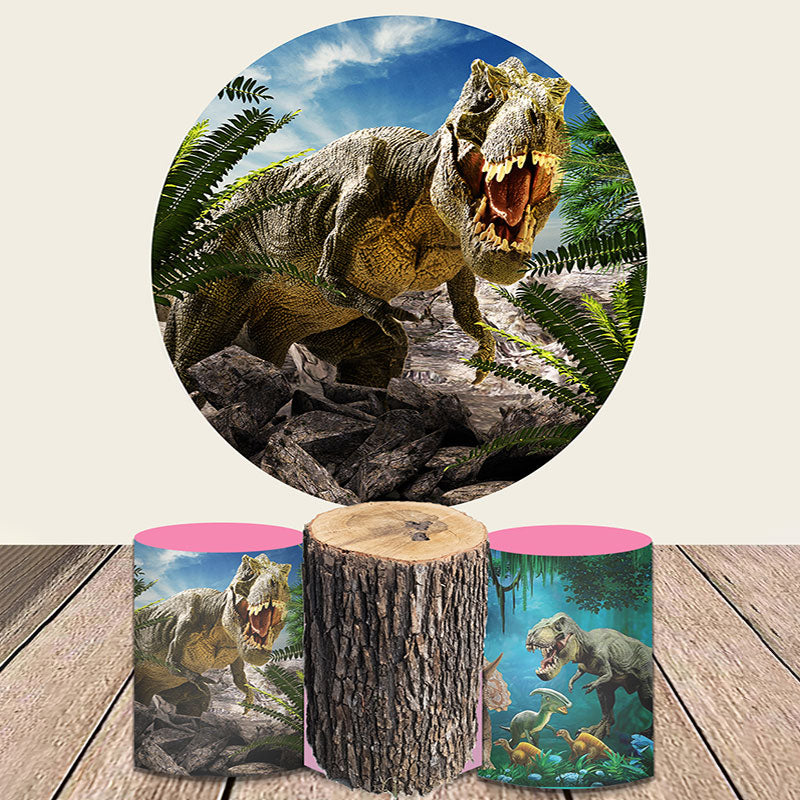 Lofaris Dinosaur World Theme Round Backdrop Kit For Boys Party