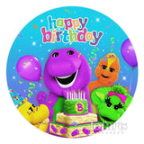 Load image into Gallery viewer, Lofaris Dinosaurs With Cake Confetti Round Happy Birthday Backdrop