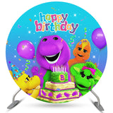 Load image into Gallery viewer, Lofaris Dinosaurs With Cake Confetti Round Happy Birthday Backdrop