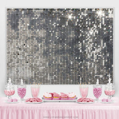 Lofaris Disco Silver Sequins Glitter Birthday Party Deco Backdrop
