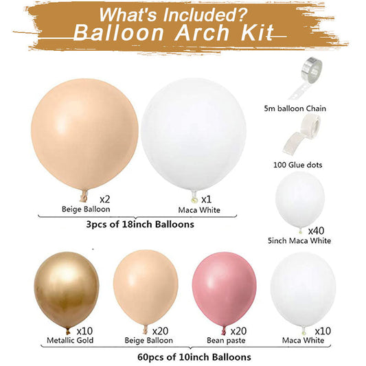 Lofaris DIY 105 Pack Beige Balloon Arch Kit | Party Decorations - Gold | White