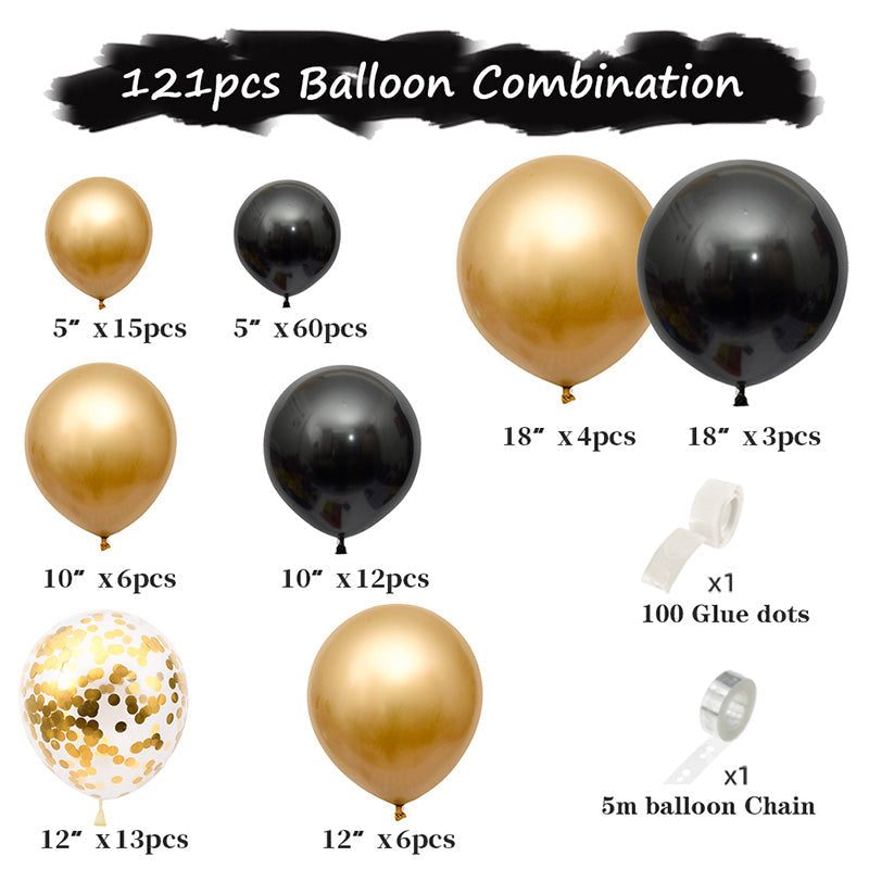 Lofaris DIY Gold And Black Garland Balloons Kits For Birthday | Party Decorations