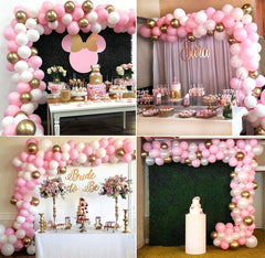 Lofaris DIY Pink 117 Pack Balloon Arch Kit | Garland Party Decorations - Gold | White