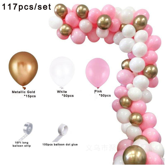 Lofaris DIY Pink 117 Pack Balloon Arch Kit | Garland Party Decorations - Gold | White