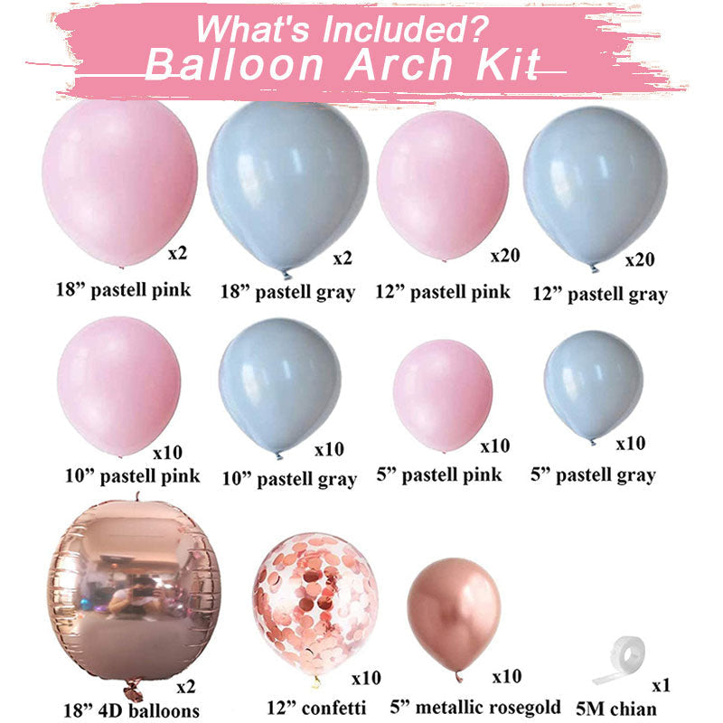 Diy Pink Grey Balloon Arch Kit Party Decorations