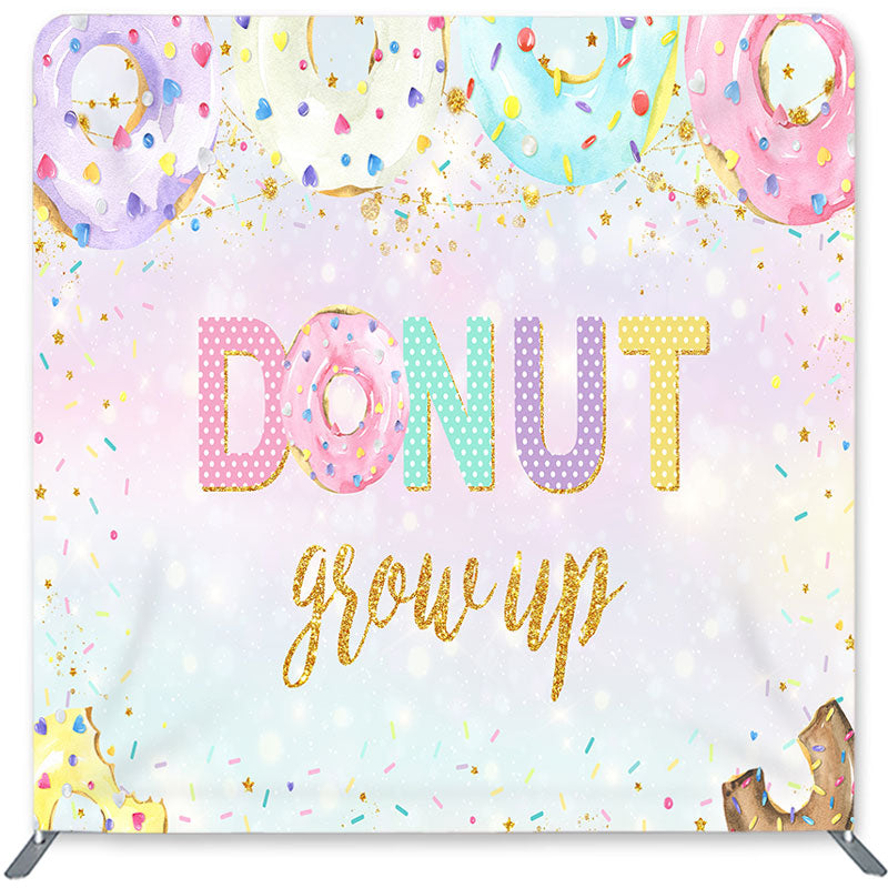 Lofaris Donut Grow Up Double-Sided Backdrop for Baby Shower