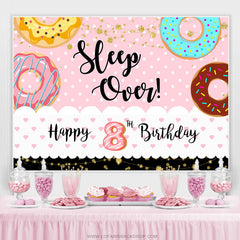 Lofaris Donut Sweet Candy Land Happy 8Th Birthday Backdrop