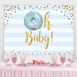 Load image into Gallery viewer, Lofaris Doughnut And Blue Stripe Baby Shower Backdrop For Boy
