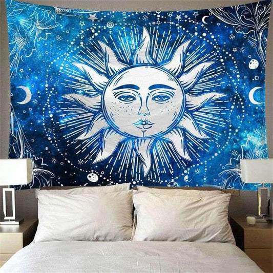 Lofaris Dream Blue Sun Bohemian Abstract Trippy Wall Tapestry