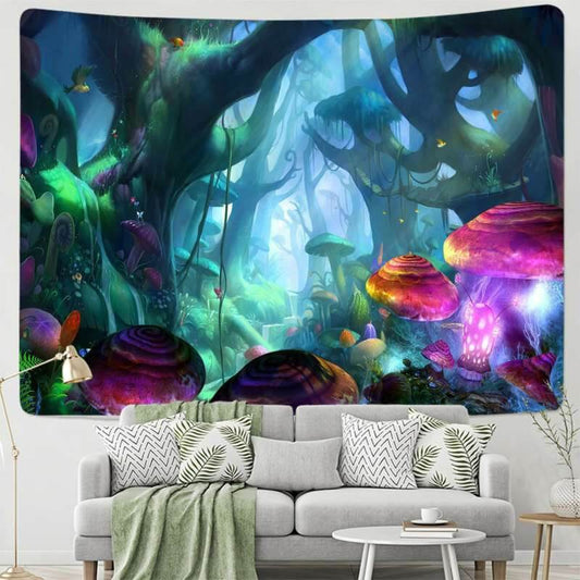 Lofaris Dream Bright Mushroom Novelty Forest Wall Tapestry