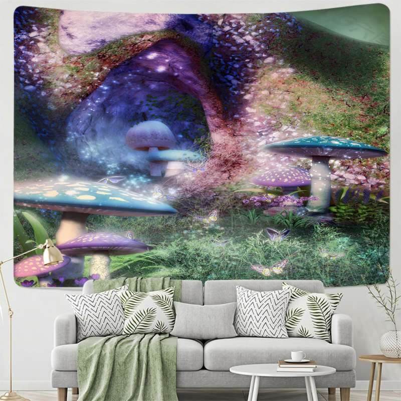 Lofaris Dream Mushroom Novelty Butterfly Trippy Wall Tapestry