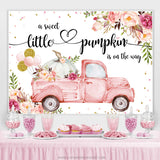 Load image into Gallery viewer, Lofaris Drive By Baby Shower Pink Car Pumpkin Backdrop for Girl
