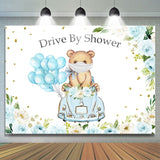 Load image into Gallery viewer, Lofaris Drive By Shower Blue Balloons Baby Backdrop