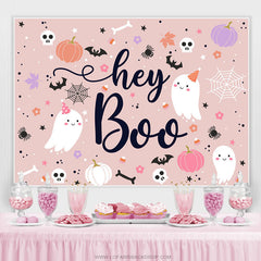 Lofaris Dusty Pink Hey Boo Halloween Ghost Baby Shower Backdrop