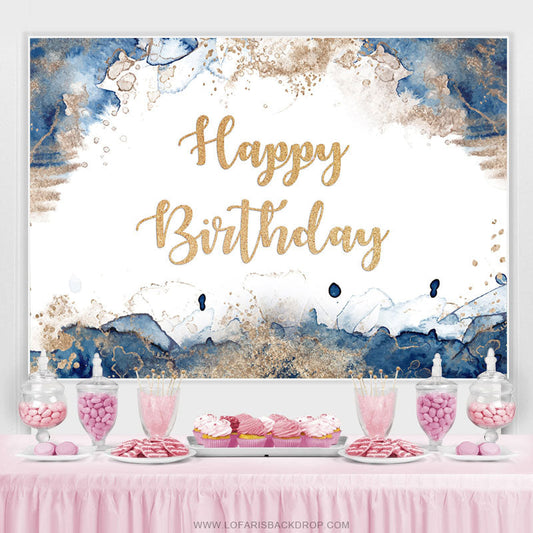 Lofaris Elegant Blue Graffiti Happy Birthday Backdrop