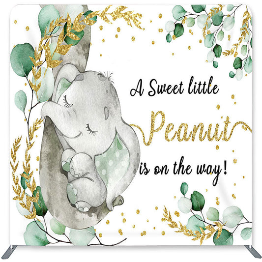 Lofaris Elephant And Leaves Double-Sided Backdrop for Baby Shower