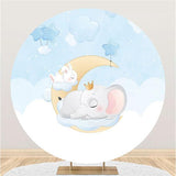 Load image into Gallery viewer, Lofaris Elephant And Rabbit Blue Round Baby Shower Backdrop