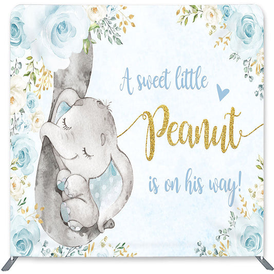 Lofaris Elephant Blue Rose Double-Sided Backdrop for Baby Shower
