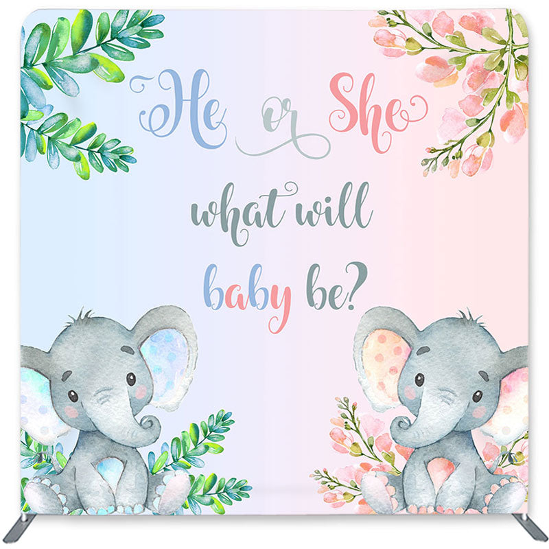 Lofaris Elephant Gender Reveal Double-Sided Backdrop for Baby Shower