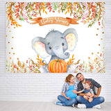 Load image into Gallery viewer, Lofaris Elephant Pumpkin Baby Shower Gold Glitter Theme Backdrop