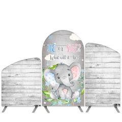 Lofaris Elephant Theme Grey Wood Baby Shower Arch Backdrop Kit