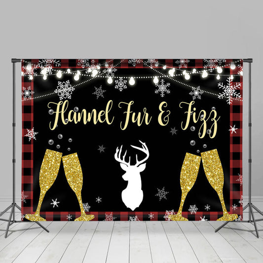 Lofaris Elk Wine Glass Glitter Lights Snow Winter Backdrops