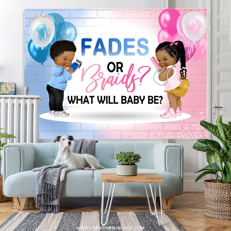 Lofaris Fades Or Braid Balloon Gender Reveal Baby Shower Backdrop