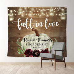 Lofaris Fall In Love Pumpkin Wooden Green Lamp Wedding Backdrop