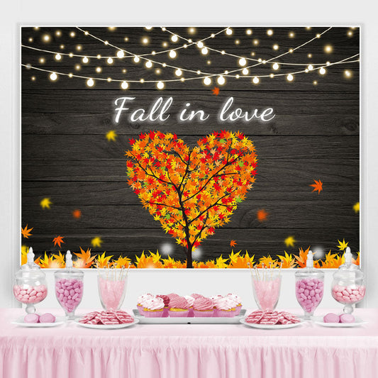 Lofaris Fall in Love Yellow Leaves Heart Tree Photo Backdrop
