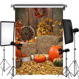 Load image into Gallery viewer, Lofaris Fall Leaves Pumpkin Board Autumn Backdrop for Photo