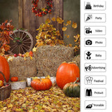 Load image into Gallery viewer, Lofaris Fall Leaves Pumpkin Board Autumn Backdrop for Photo