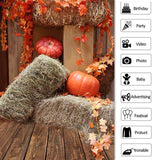Load image into Gallery viewer, Lofaris Fall Leaves Pumpkin Wooden floor Photo Backdrop