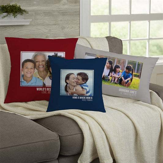 Lofaris Family Photo Custom Throw Pillow With Text Warm Gift