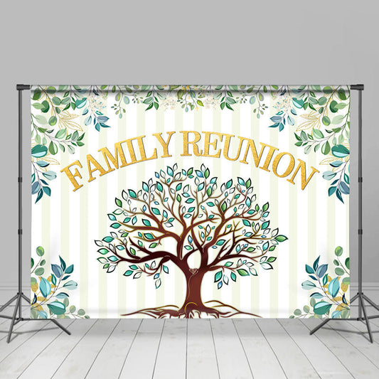 Lofaris Family Reunion Green Tree Theme Happy Holiday Backdrop
