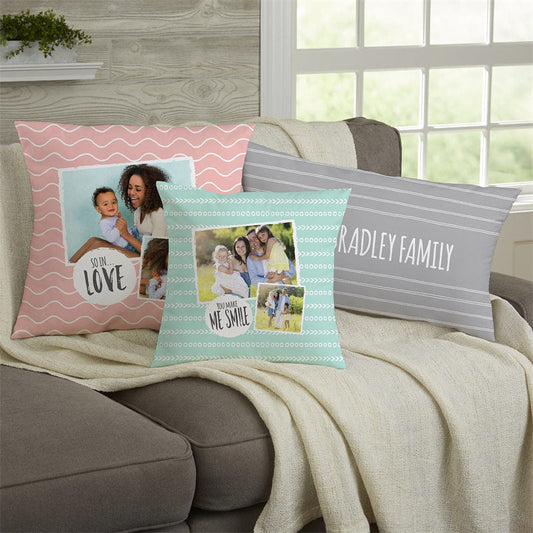 Lofaris Family Smile Color With White Lines Custom Pillow