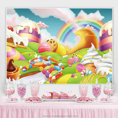 Lofaris Fantasy Candy Land Ice Cream Girl Birthday Backdrop