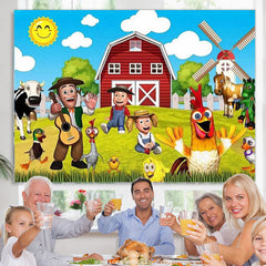 Lofaris Farm Characters In Sunny Day Baby Shower Party Backdrop
