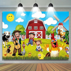 Lofaris Farm Characters In Sunny Day Baby Shower Party Backdrop