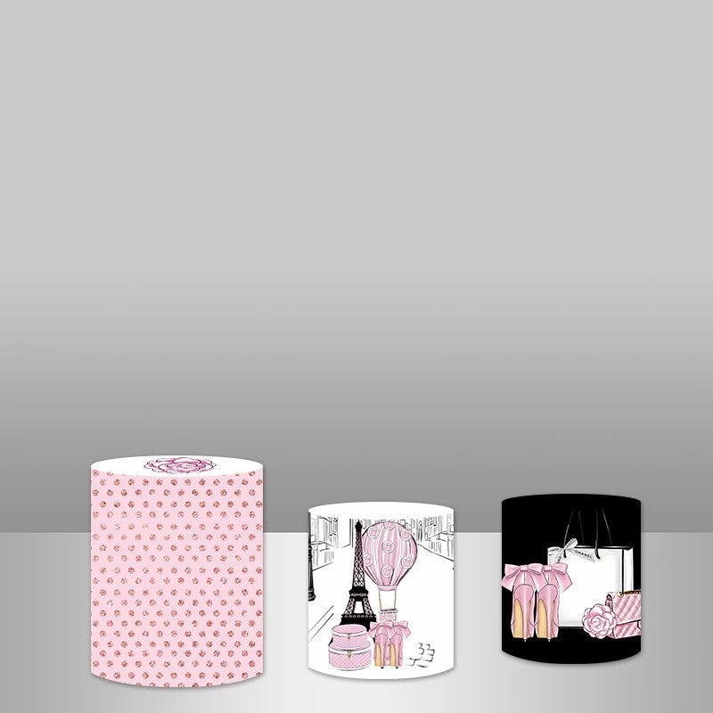 Lofaris Fashion Sweet Pink Backdrop Plinth Cylinder Cover Kit