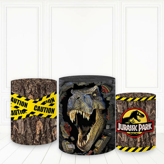 Lofaris Ferocious Dinosaur Cake Table Cover Brown Stump Cylinder