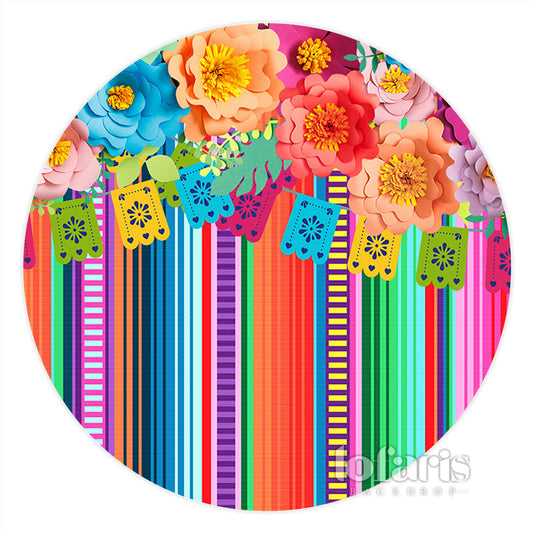 Lofaris Fiesta Carnival Colorful Holiday Party Round Backdrop