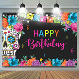 Load image into Gallery viewer, Lofaris Fiesta Day Of Death Flowers Happy Birthday Backdrop