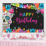 Load image into Gallery viewer, Lofaris Fiesta Day Of Death Flowers Happy Birthday Backdrop