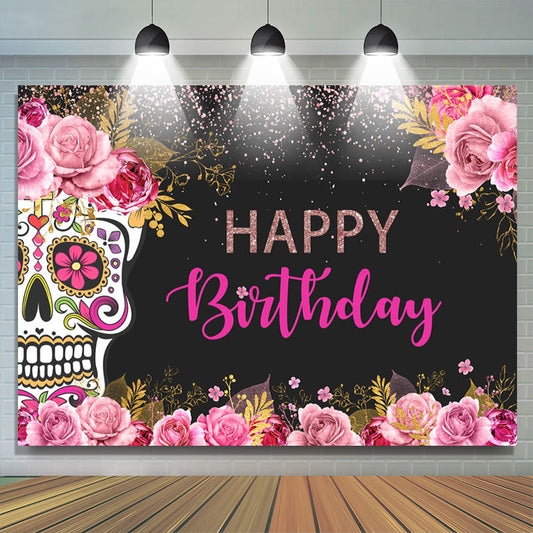 Lofaris Fiesta Day Of Death Themed Happy Birthday Backdrop