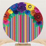 Load image into Gallery viewer, Lofaris Fiesta Floral Classical Round Happy Holiday Backdrop