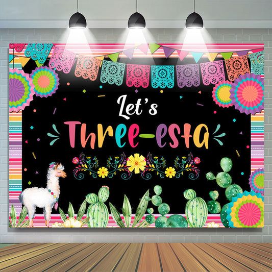 Lofaris Fiesta Lets Three Esta Colorful Birthday Backdrop