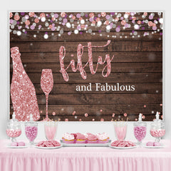Lofaris Fifty and Fabulous Wooden Pink Boekh Birthday Backdrop
