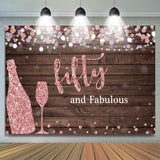 Load image into Gallery viewer, Lofaris Fifty and Fabulous Wooden Pink Boekh Birthday Backdrop